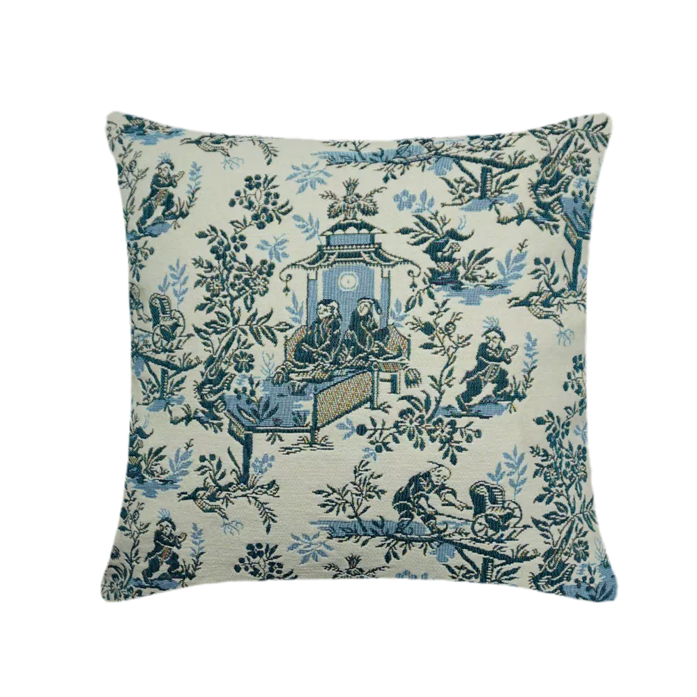 Coussin carré Le Chinois à la brouette - Musée de la Toile de Jouy